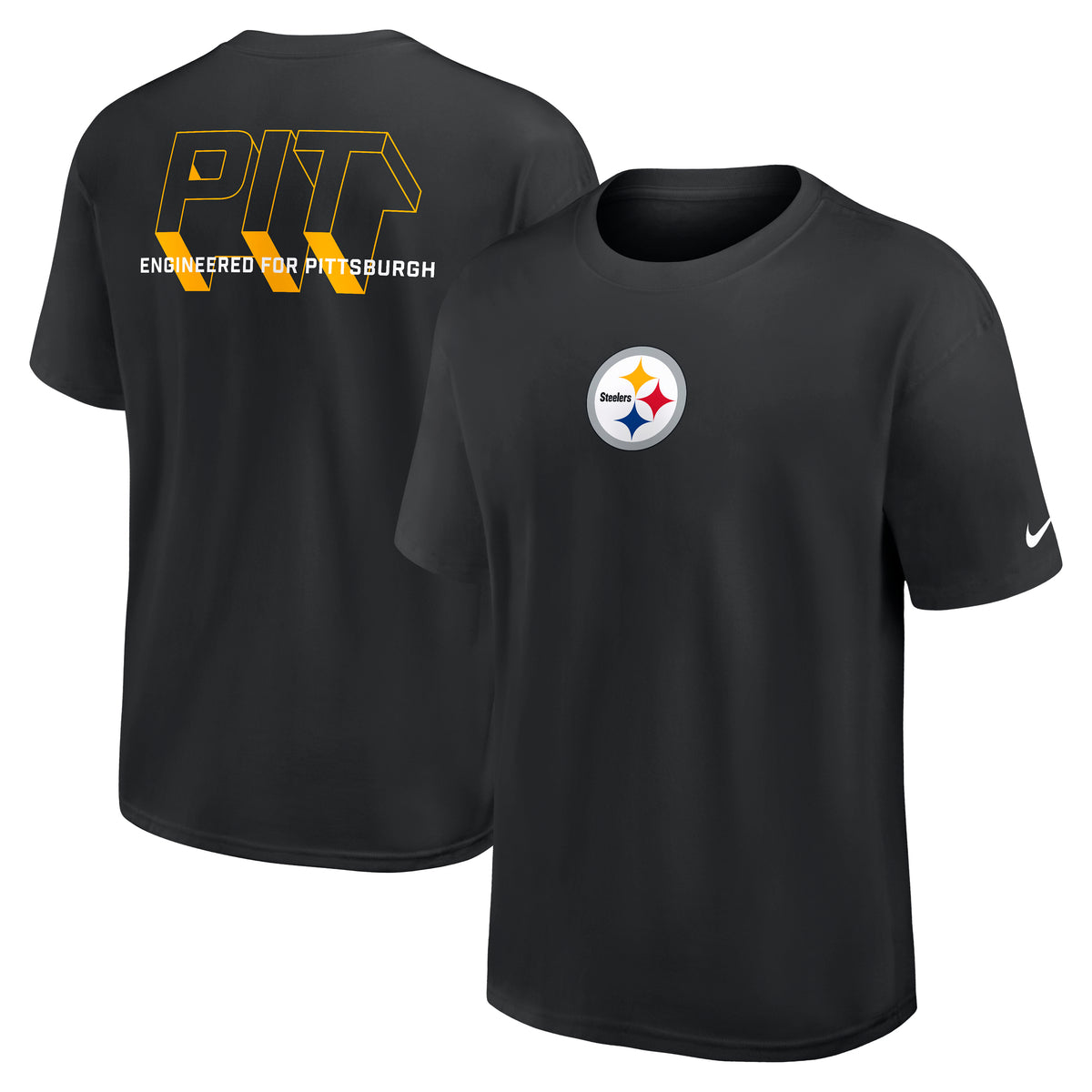 Pittsburgh Steelers Engineered Nike Heavy Max 90 NFL T-Shirt Schwarz - STADIUMDREAMS