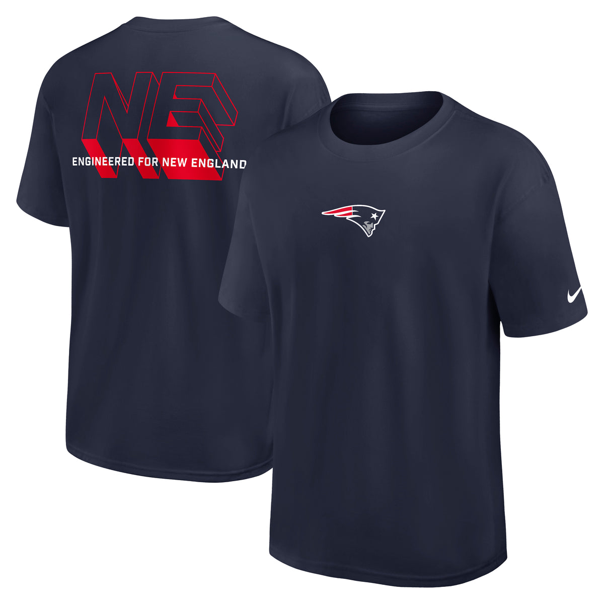 New England Patriots Engineered Nike Heavy Max 90 NFL T-Shirt Navy