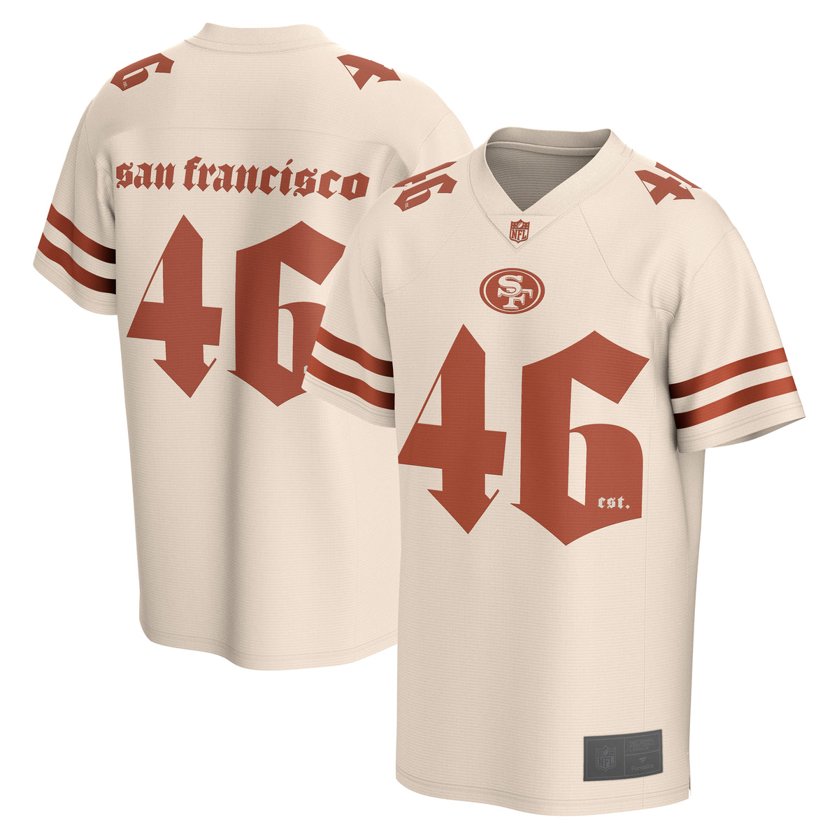 San Francisco 49ers Fanatics Gothic Foundation Fashion NFL Trikot Beige - STADIUMDREAMS