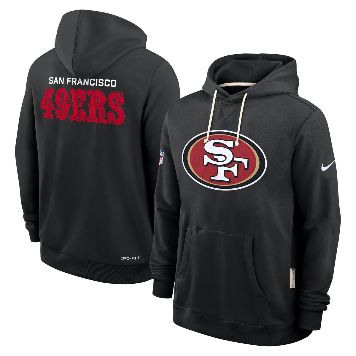 San Francisco 49ers 2025 NFL Sideline Nike Standard Issue Hoodie Schwarz - STADIUMDREAMS