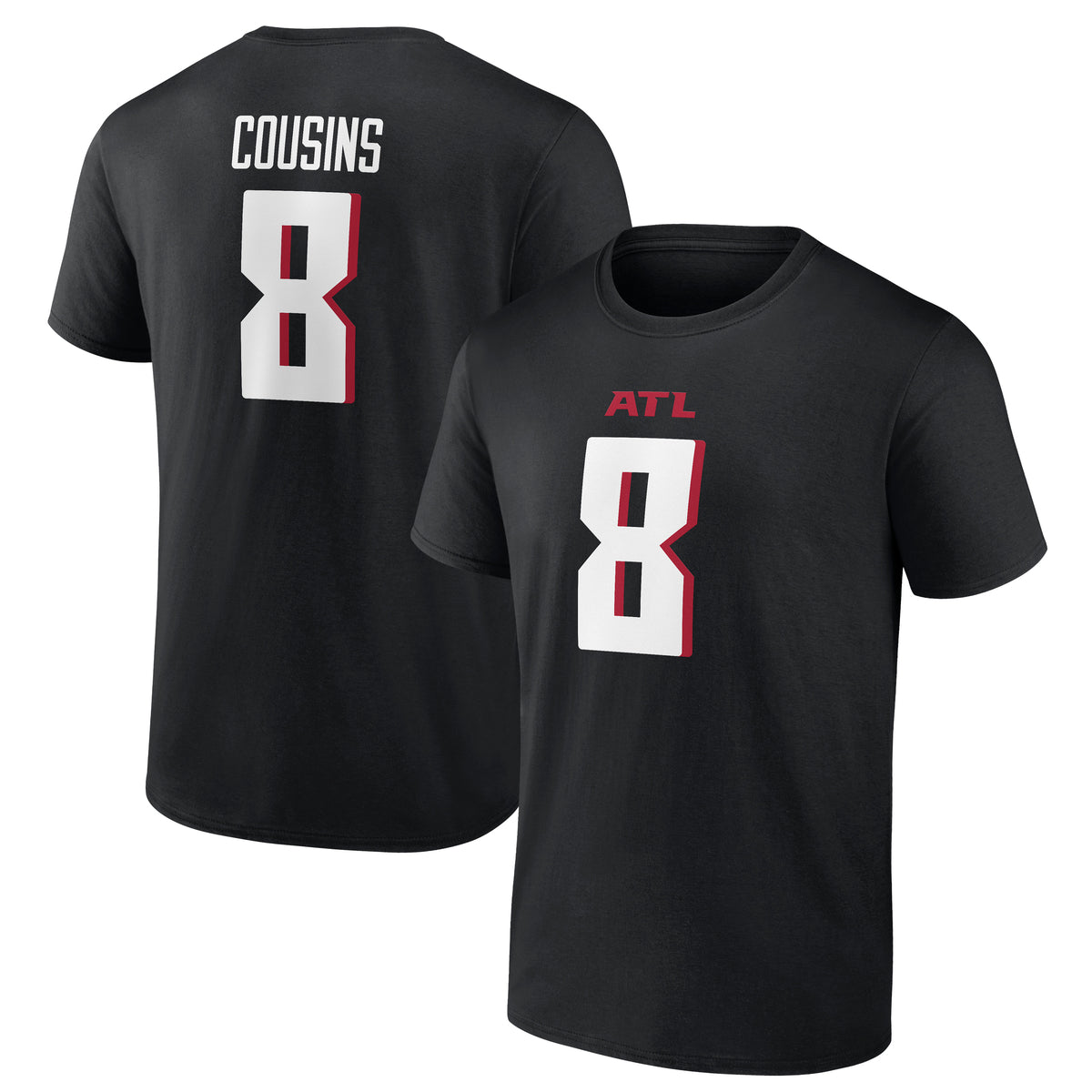 Kirk Cousins #8 Atlanta Falcons Fanatics NFL Player T-Shirt Schwarz - STADIUMDREAMS
