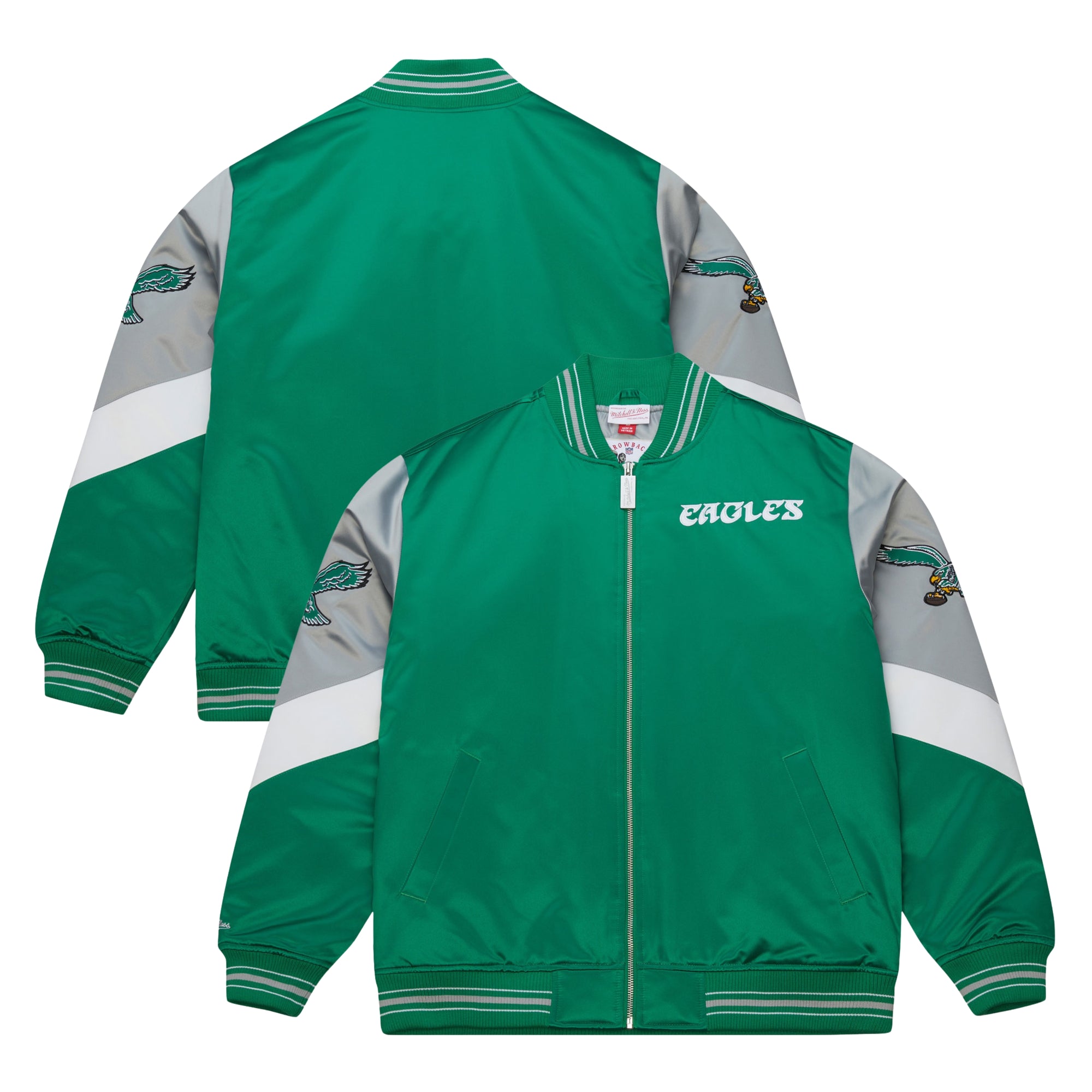 Philadelphia Eagles Mitchell & Ness Throwback Vintage Heavyweight Satin NFL Jacke Grün - STADIUMDREAMS