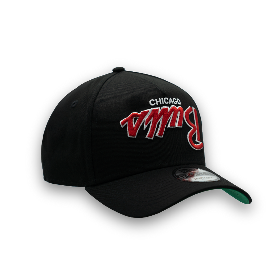 Chicago Bulls Upside Down New Era 9FORTY A-Frame NBA Cap Schwarz StadiumDreams Exclusive - STADIUMDREAMS