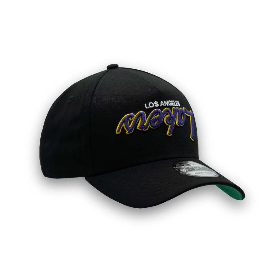 Los Angeles Lakers Upside Down New Era 9FORTY A-Frame NBA Cap Schwarz StadiumDreams Exclusive - STADIUMDREAMS