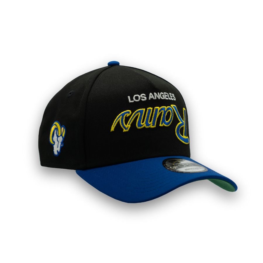 Los Angeles Rams Upside Down New Era 9FORTY A-Frame NFL Cap Schwarz StadiumDreams Exclusive - STADIUMDREAMS