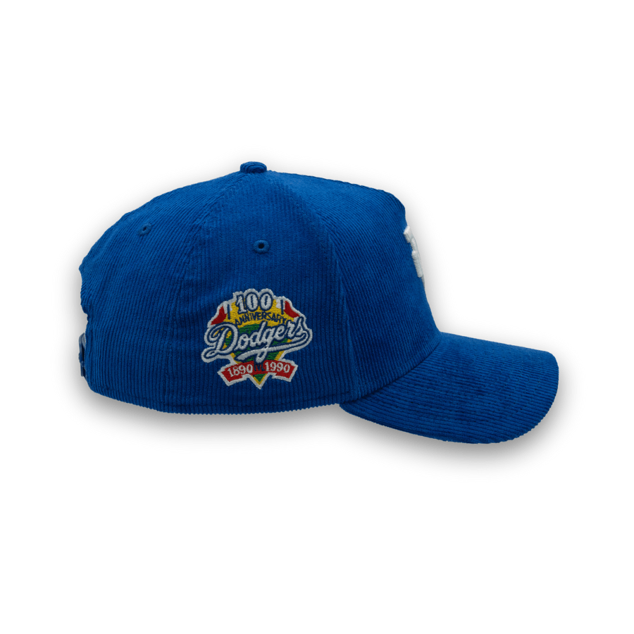 Los Angeles Dodgers New Era Upside Down 100 Years Anniversary Side Patch 9FORTY A-Frame MLB Cord Cap Blau - SD Excklusive - STADIUMDREAMS