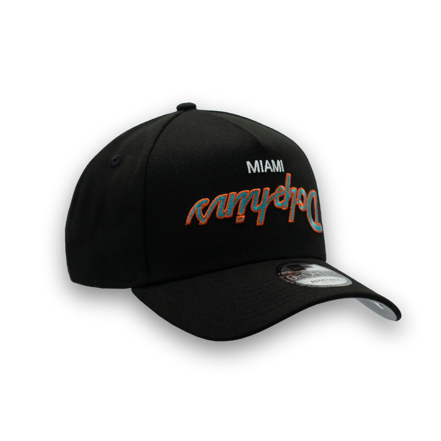 Miami Dolphins Upside Down New Era 9FORTY A-Frame NFL Cap Schwarz StadiumDreams Exclusive
