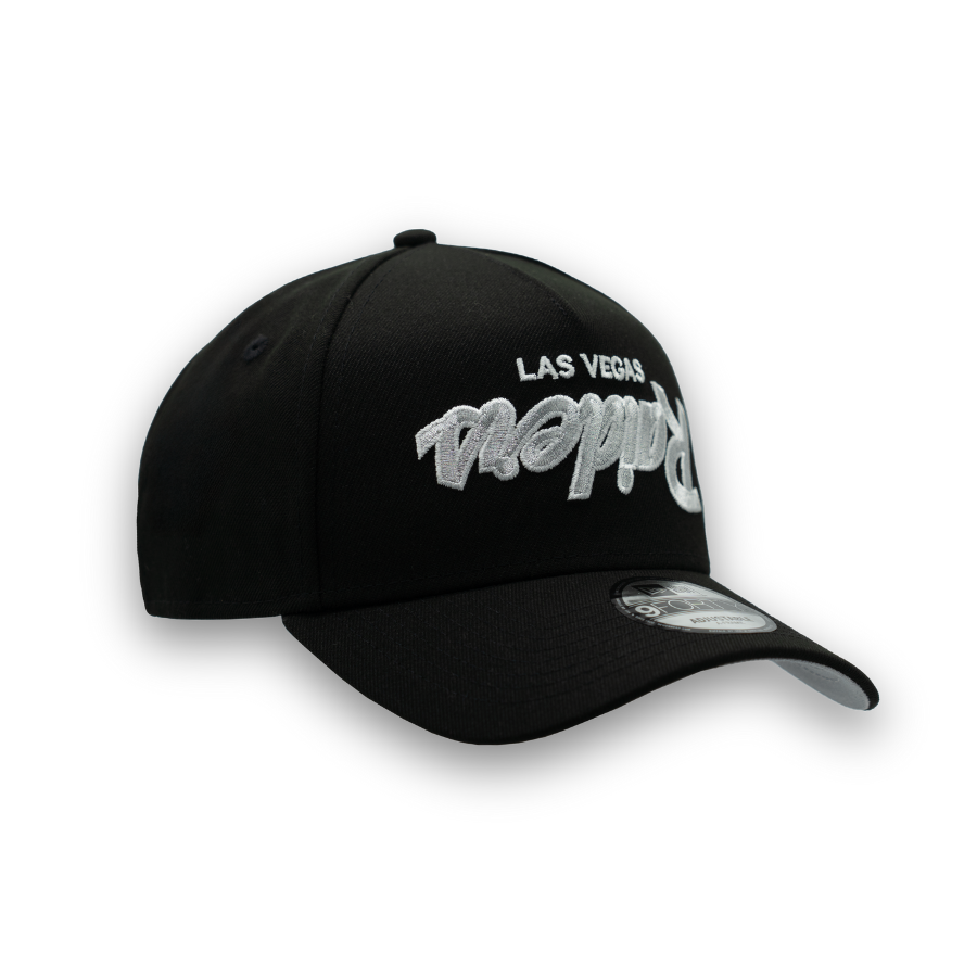 Las Vegas Raiders Upside Down New Era 9FORTY A-Frame NFL Cap Schwarz StadiumDreams Exclusive - STADIUMDREAMS