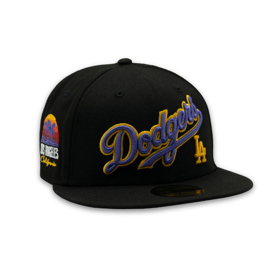 Los Angeles Dodgers New Era MLB Side Patch Drip 59FIFTY Cap Los Angeles Lakers Colourway Schwarz - SD Exclusive - STADIUMDREAMS