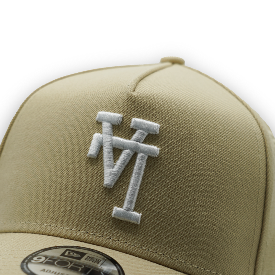 Los Angeles Dodgers Upside Down New Era 9FORTY A-Frame MLB Cap Sand Beige StadiumDreams Exclusive - STADIUMDREAMS