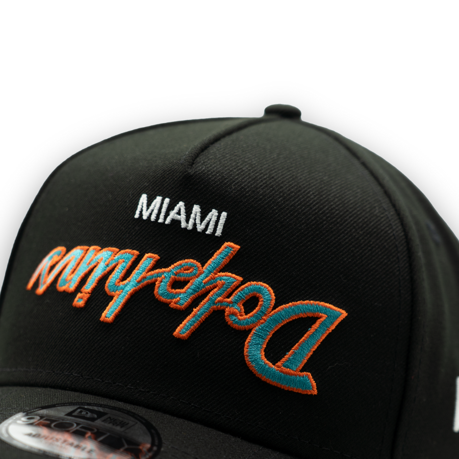 Miami Dolphins Upside Down New Era 9FORTY A-Frame NFL Cap Schwarz StadiumDreams Exclusive