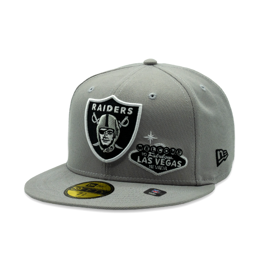 Las Vegas Raiders Premium Patches New Era 59FIFTY NFL Cap Grau StadiumDreams Exclusive - STADIUMDREAMS