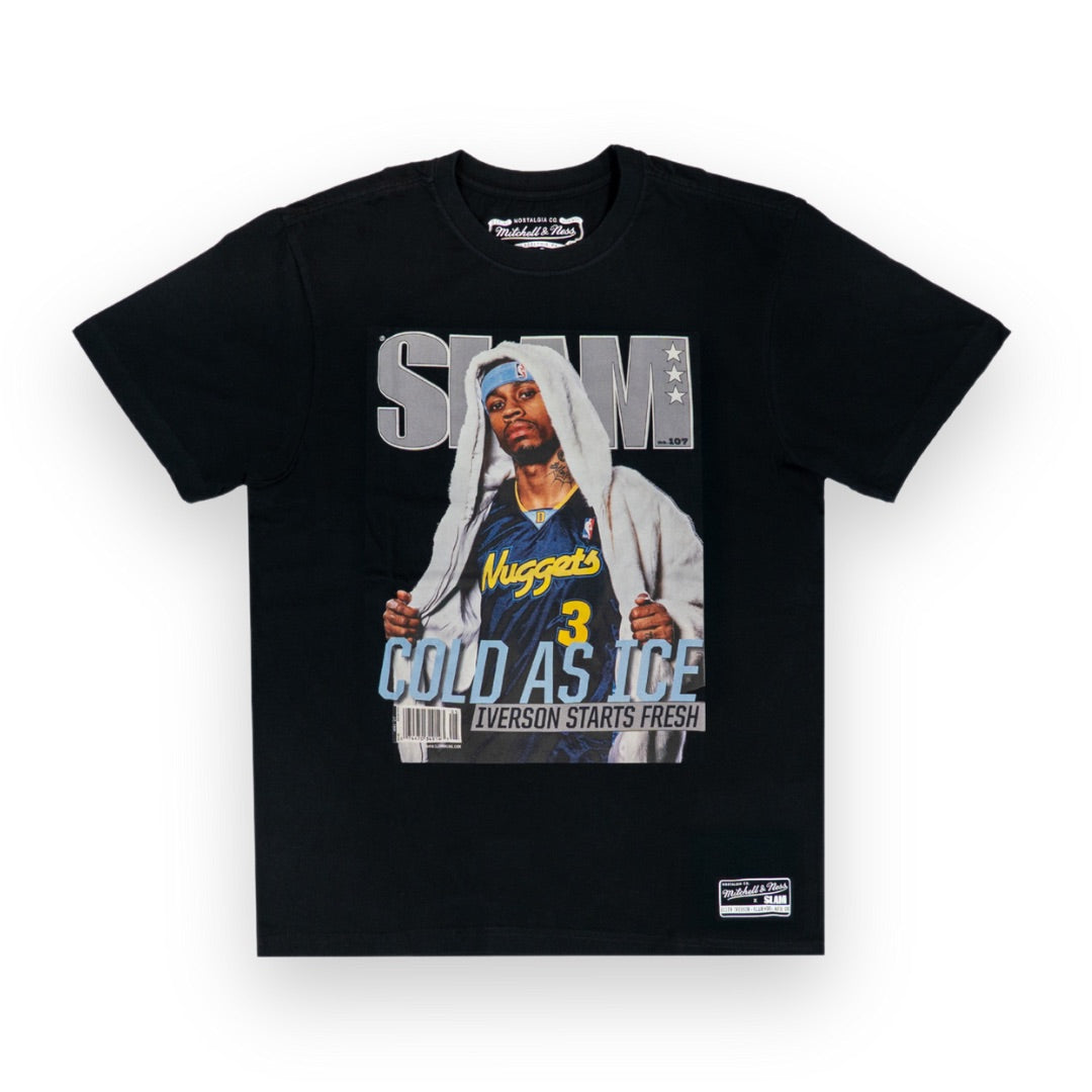 Allen Iverson Denver Nuggets Mitchell & Ness NBA Slam Cover T-Shirt Schwarz - STADIUMDREAMS