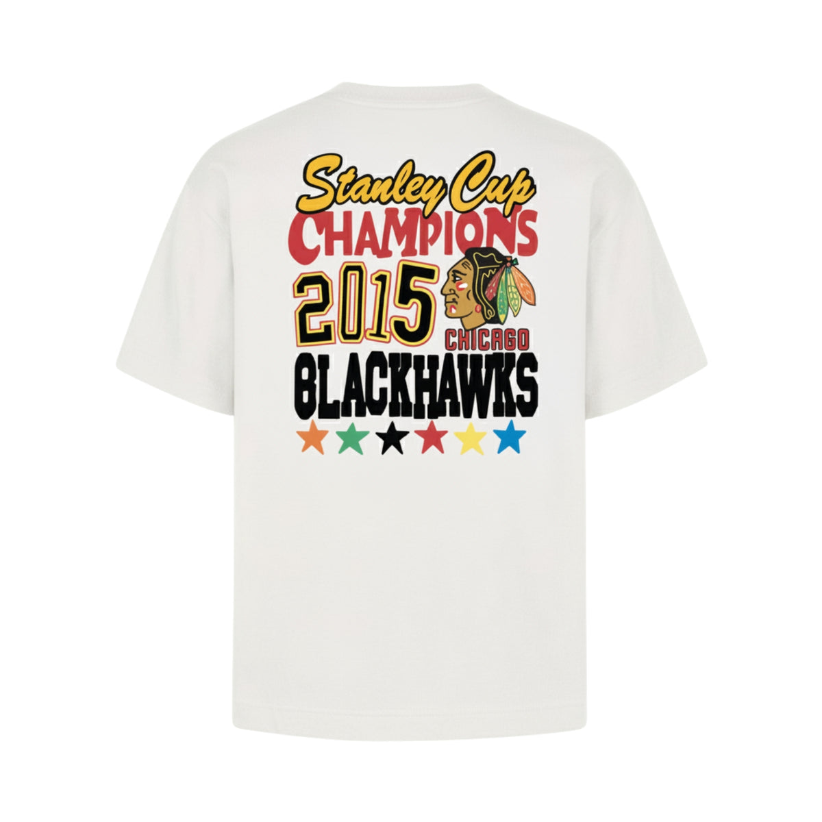 Chicago Blackhawks '47 Retro Oversized Starside Backprint Foundation NHL T-Shirt Cream - STADIUMDREAMS