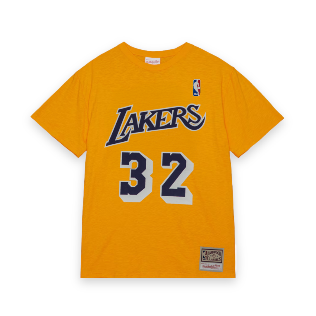 Earvin Magic Johnson #32 Los Angeles Lakers Mitchell & Ness NBA Name & Number T-Shirt Gelb