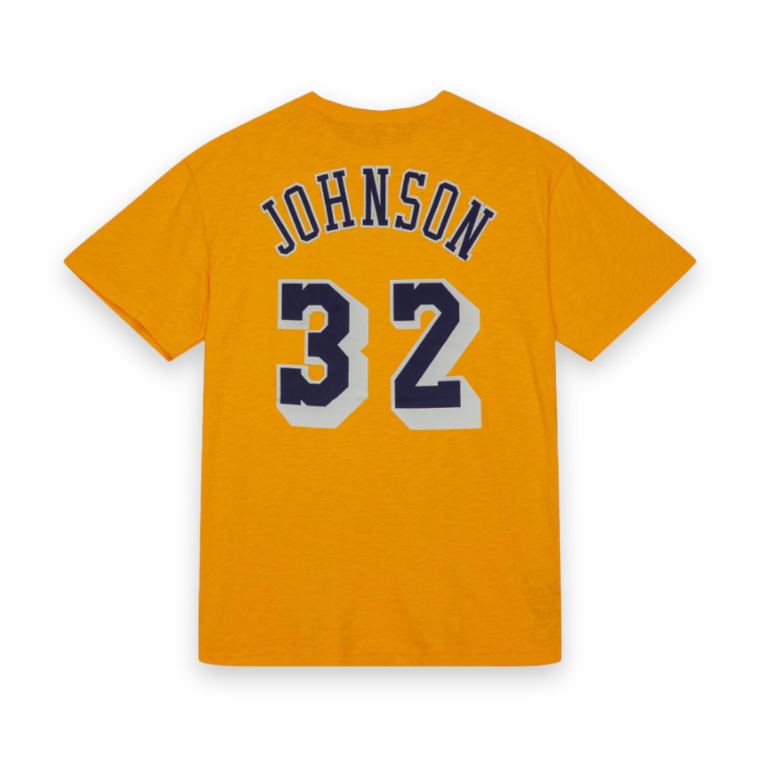Earvin Magic Johnson #32 Los Angeles Lakers Mitchell & Ness NBA Name & Number T-Shirt Gelb