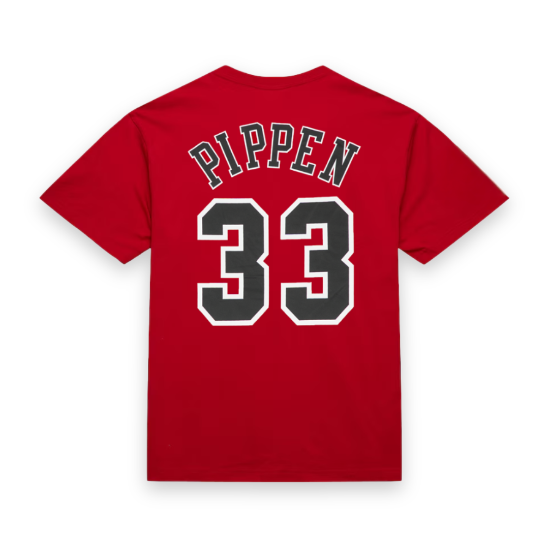 Scottie Pippen #33 Chicago Bulls Mitchell & Ness NBA Name & Number T-Shirt Rot - STADIUMDREAMS