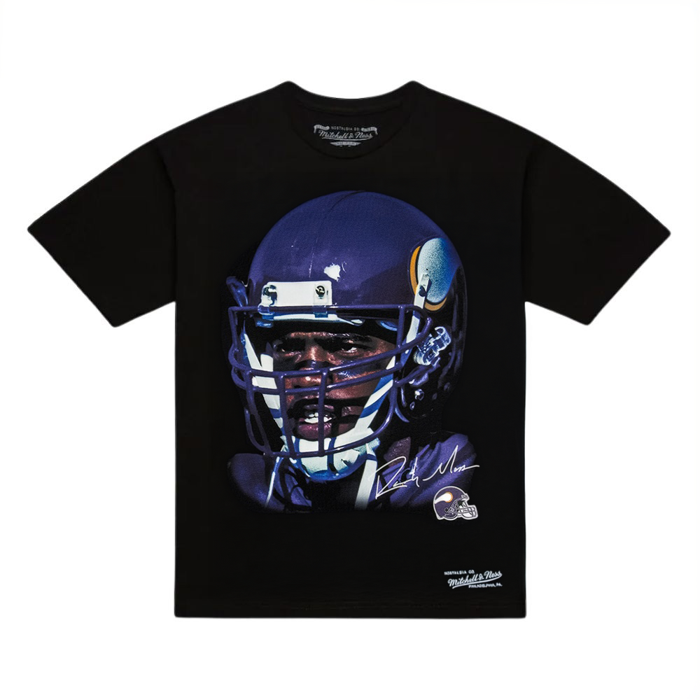 Randy Moss #84 Minnesota Vikings Mitchell & Ness Helmet NFL T-Shirt Schwarz - STADIUMDREAMS