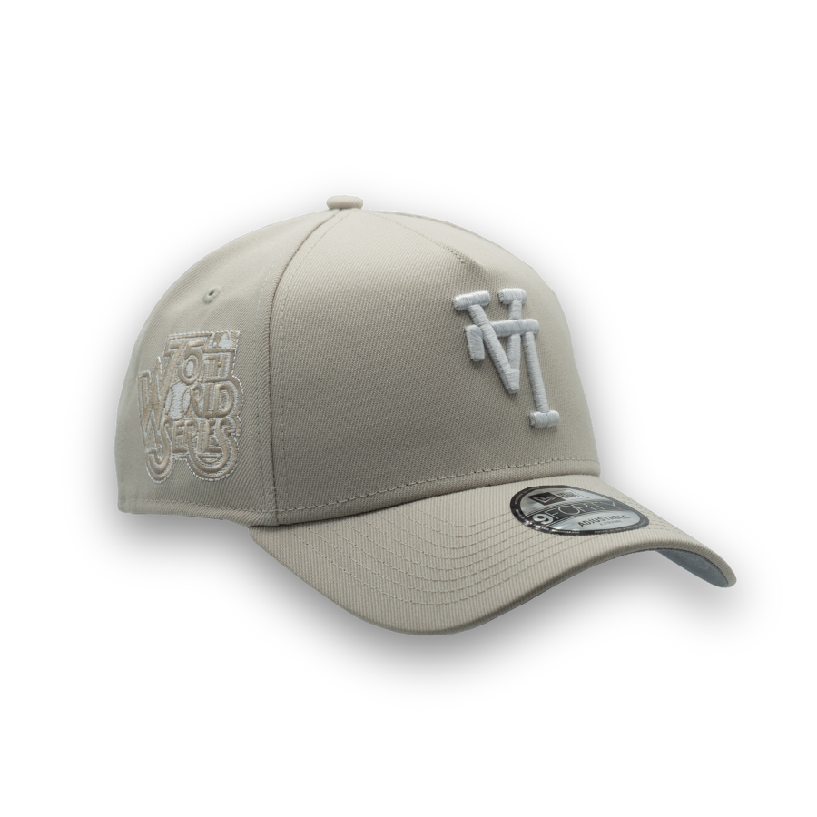 Los Angeles Dodgers Upside Down New Era 9FORTY A-Frame MLB Cap Beige StadiumDreams Exclusive - STADIUMDREAMS