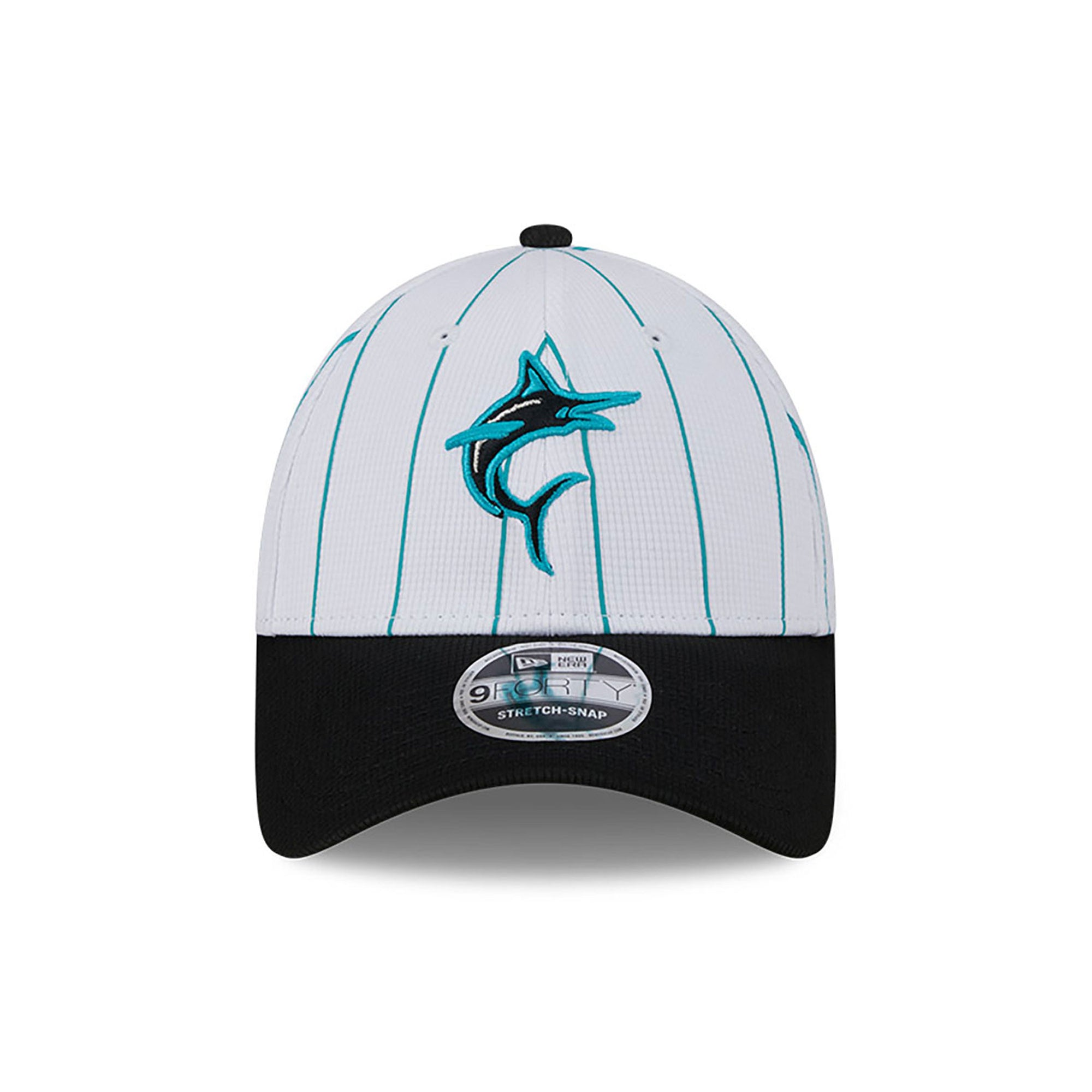 Miami Marlins New Era 2025 MLB Batting Practice 9FORTY Stretch Snap Cap Weiß - STADIUMDREAMS