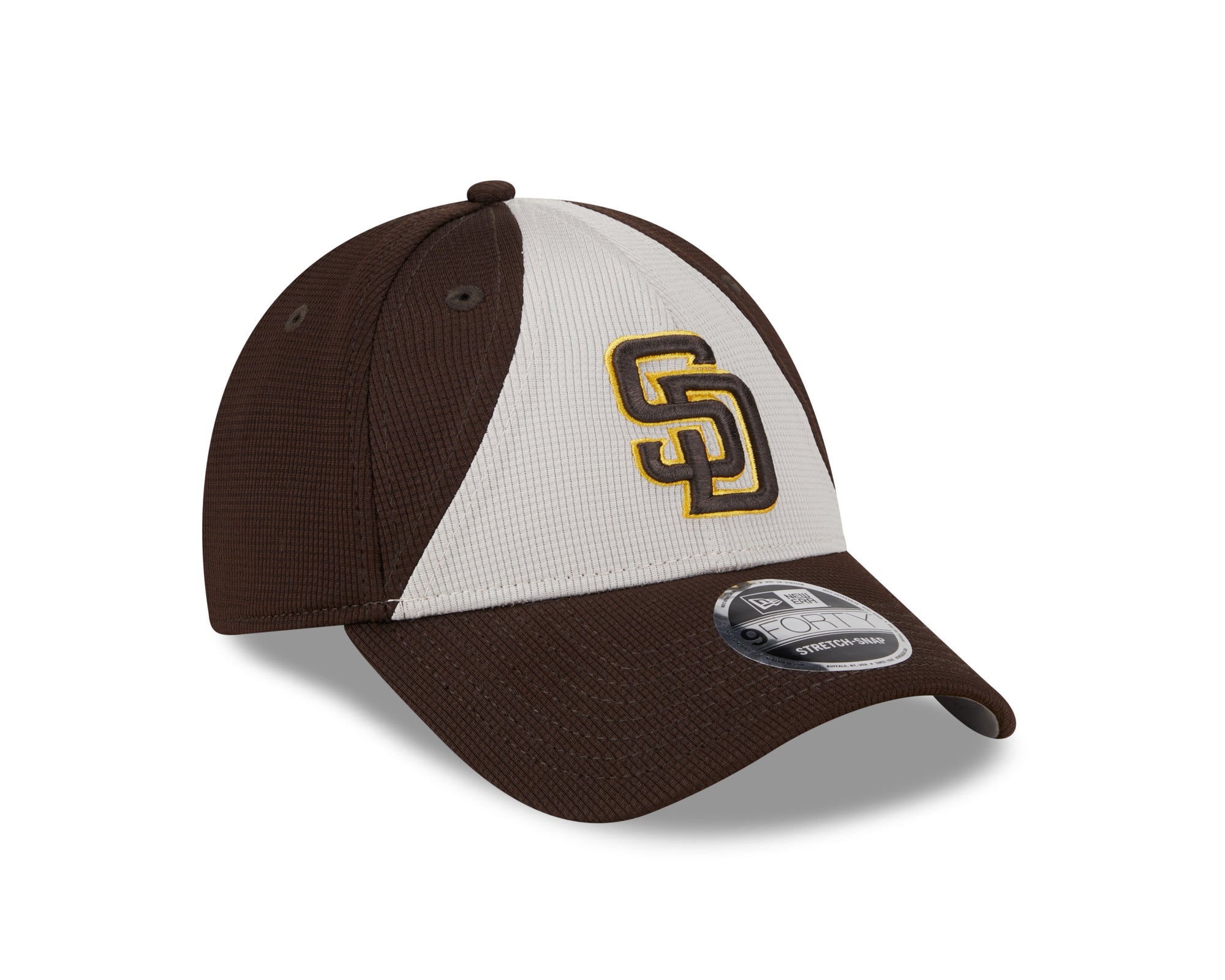San Diego Padres New Era 2025 MLB Batting Practice 9FORTY Stretch Snap Cap Braun - STADIUMDREAMS