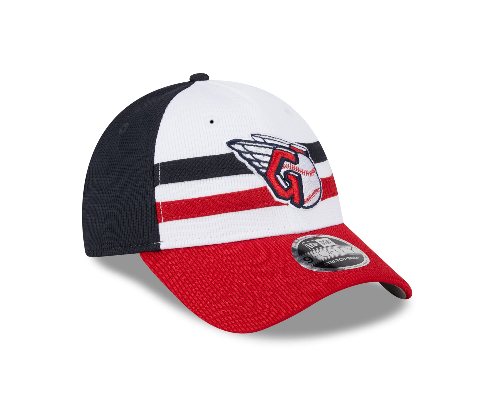 Cleveland Guardians New Era 2025 MLB Batting Practice 9FORTY Stretch Snap Cap Navy - STADIUMDREAMS