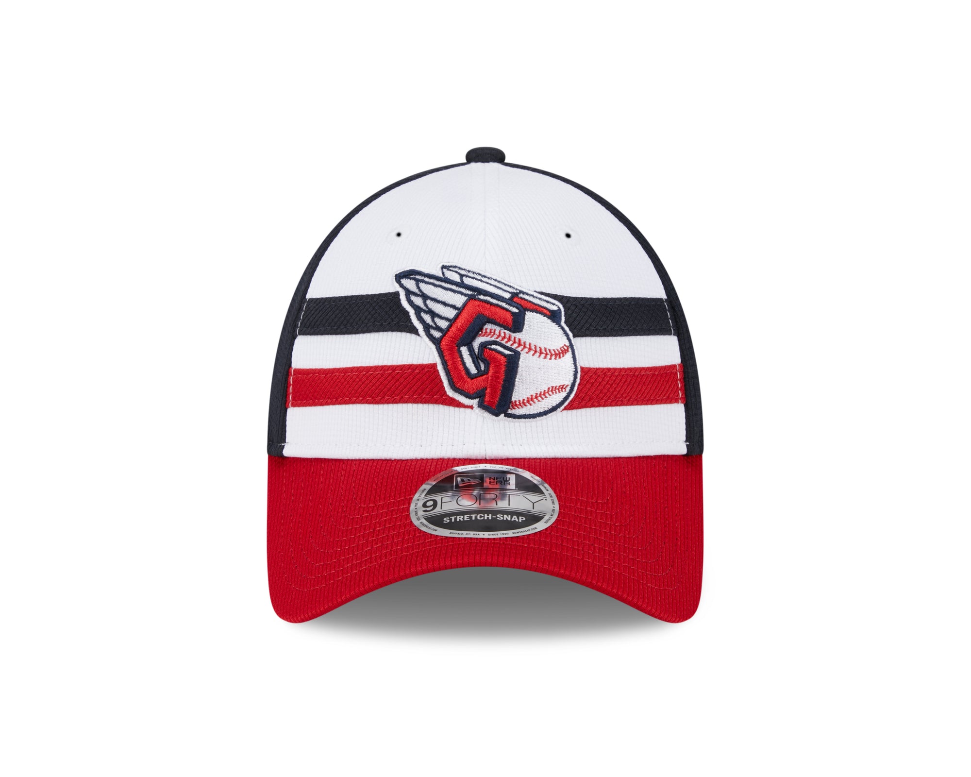 Cleveland Guardians New Era 2025 MLB Batting Practice 9FORTY Stretch Snap Cap Navy - STADIUMDREAMS