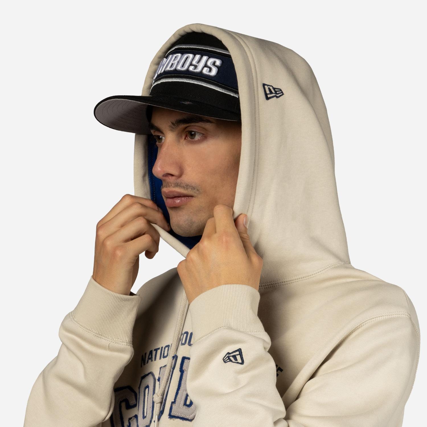 Dallas Cowboys Historic 2024 New Era 3rd Down NFL Hoodie Beige - STADIUMDREAMS