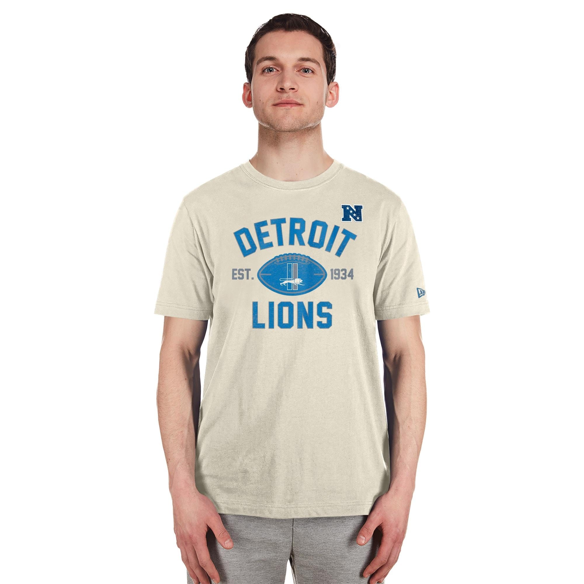 Detroit Lions Historic 2024 New Era 3rd Down NFL T-Shirt Beige - STADIUMDREAMS
