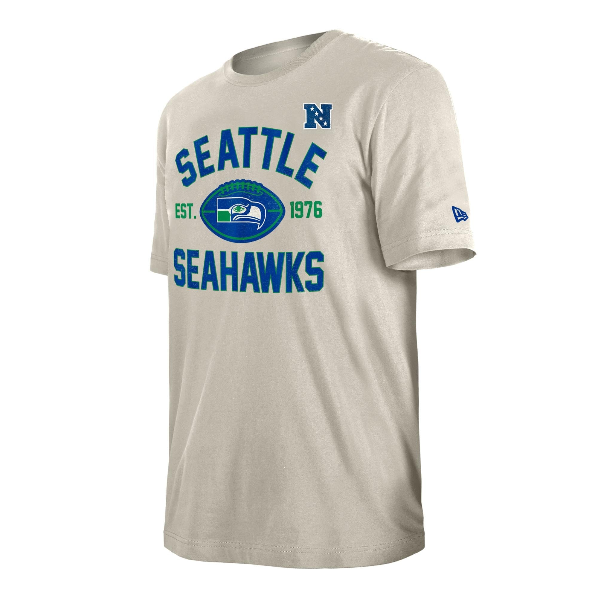 Seattle Seahawks Historic 2024 New Era 3rd Down NFL T-Shirt Beige - STADIUMDREAMS