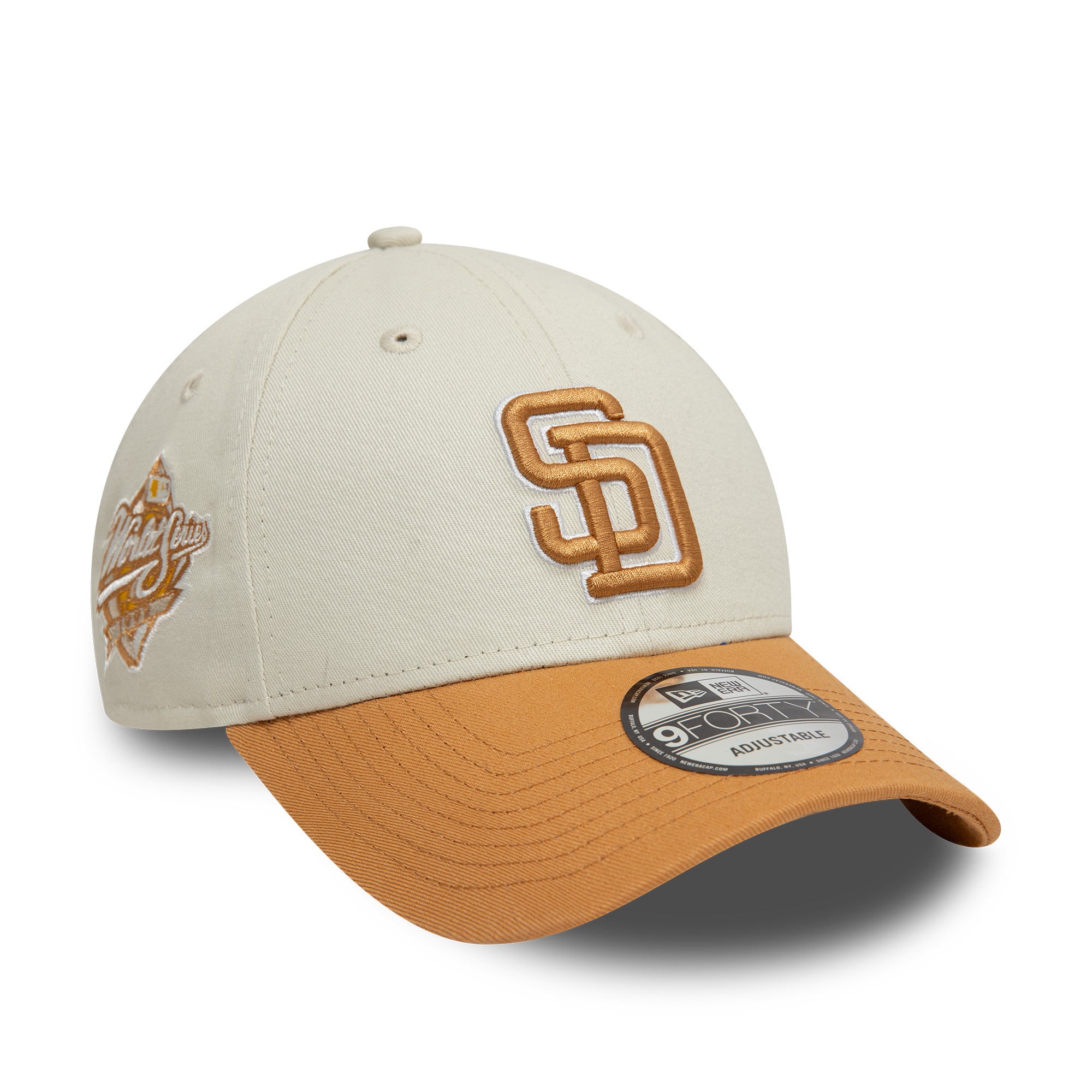 San Diego Padres New Era World Series Side Patch 9FORTY MLB Cap Beige - STADIUMDREAMS