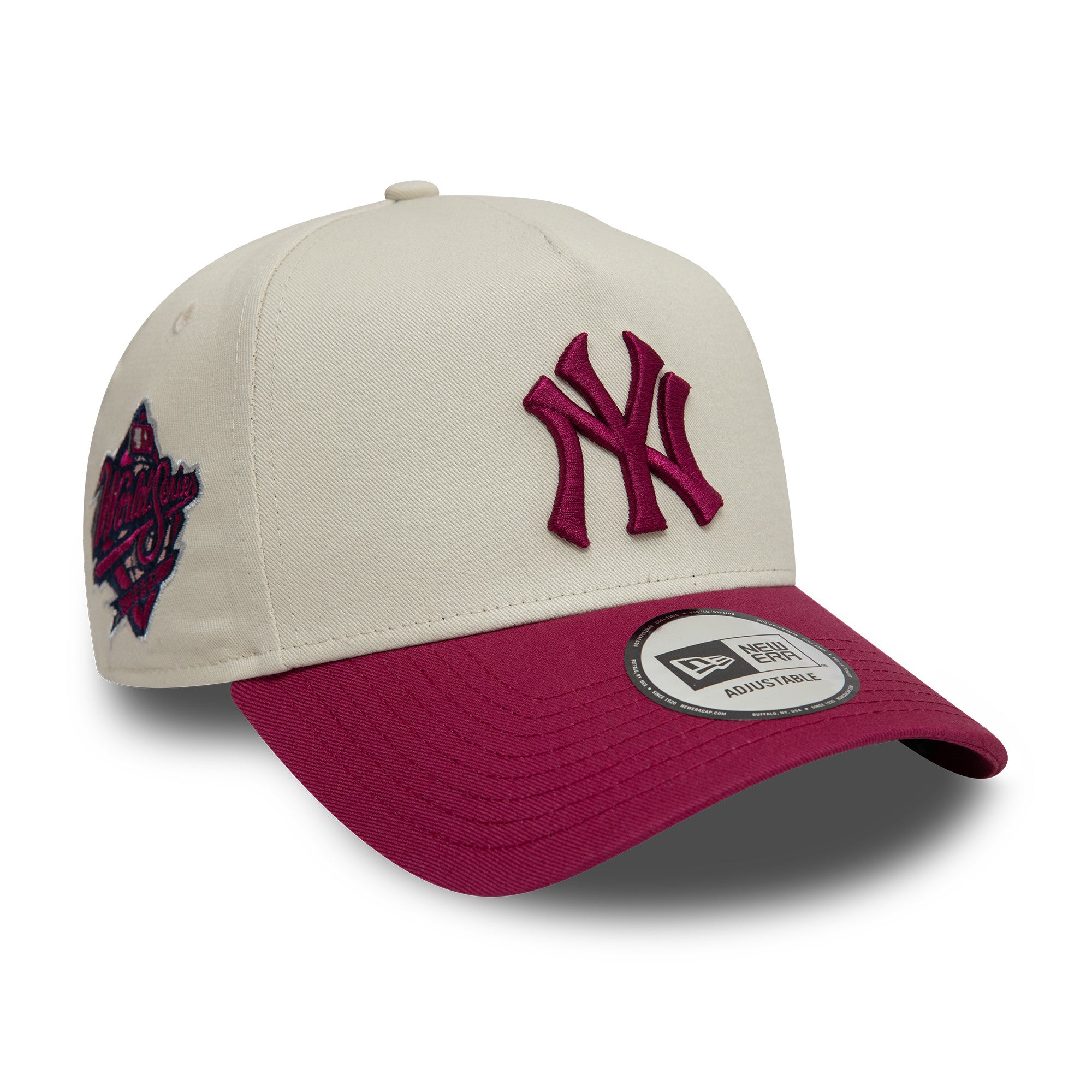 New York Yankees New Era World Series Side Patch 9FORTY A-FRAME MLB Cap Beige - STADIUMDREAMS