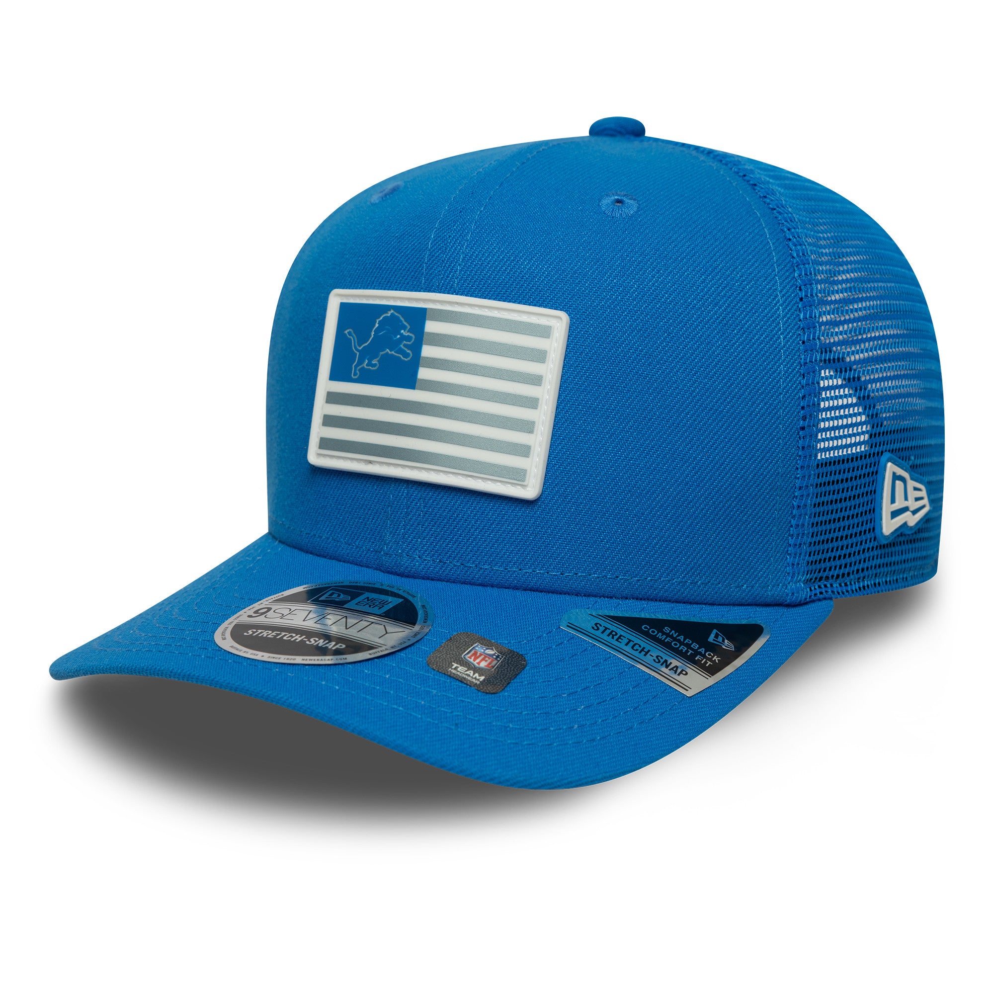 Detroit Lions New Era Flag Patch 9SEVENTY NFL Cap Blau