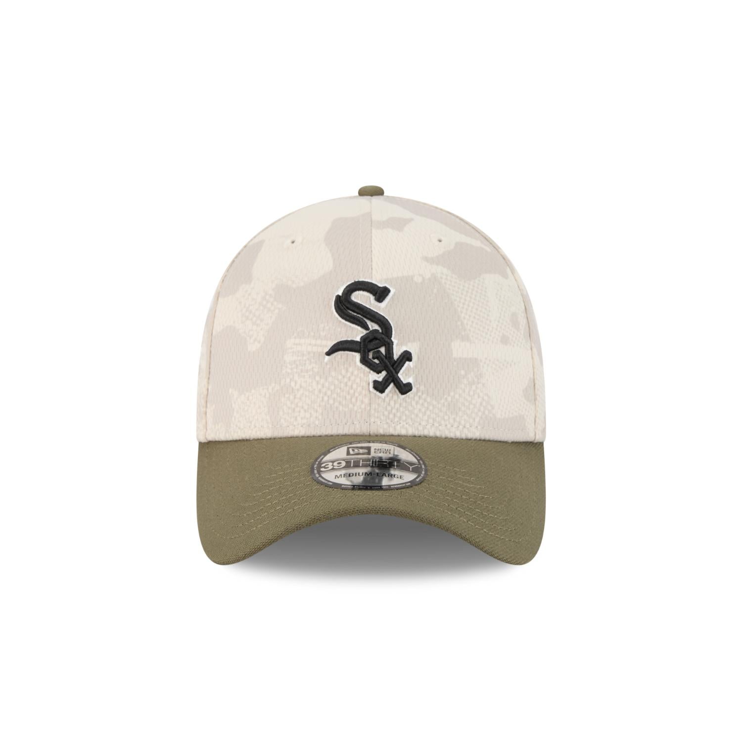 Chicago White Sox 2025 MLB Armed Forces New Era 39THIRTY Flex Cap Beige - STADIUMDREAMS
