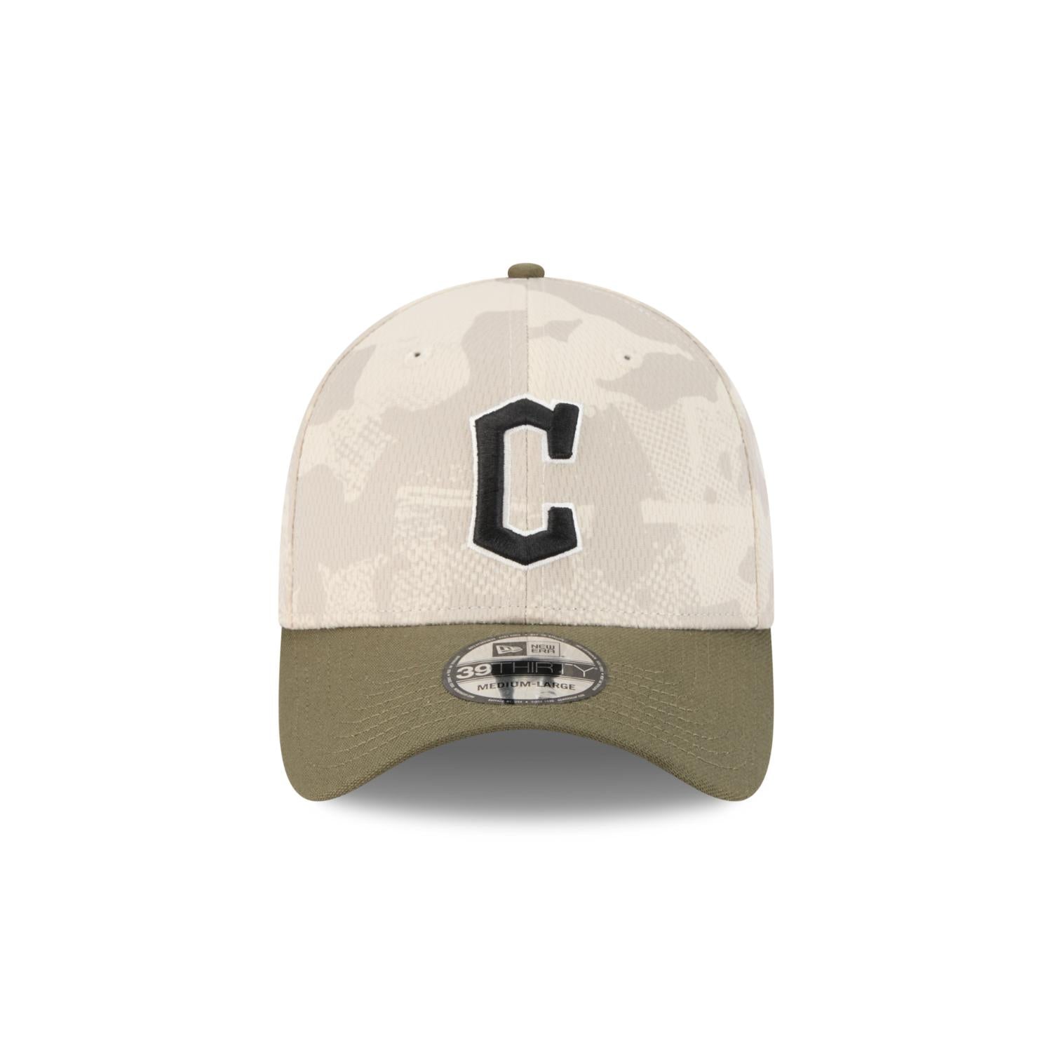 Cleveland Guardians 2025 MLB Armed Forces New Era 39THIRTY Flex Cap Beige - STADIUMDREAMS