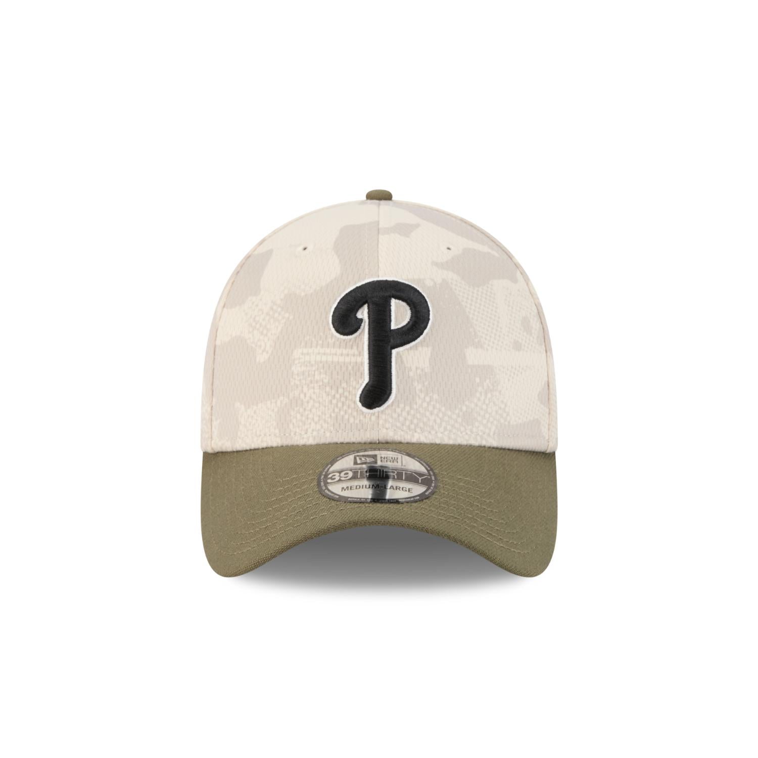 Philadelphia Phillies 2025 MLB Armed Forces New Era 39THIRTY Flex Cap Beige