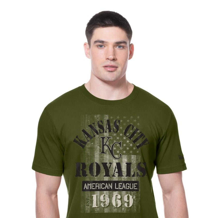 Kansas City Royals New Era MLB 2025 Armed Forces T-Shirt Olive Green