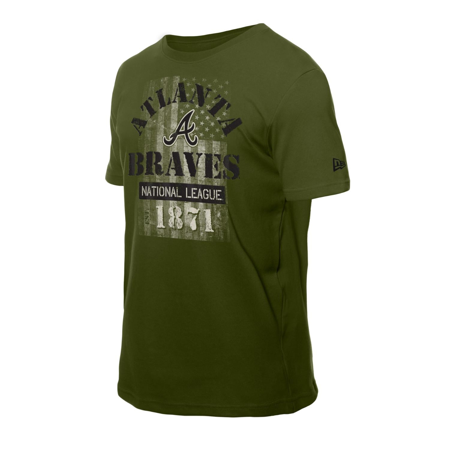 Atlanta Braves New Era MLB 2025 Armed Forces T-Shirt Olivegrün - STADIUMDREAMS