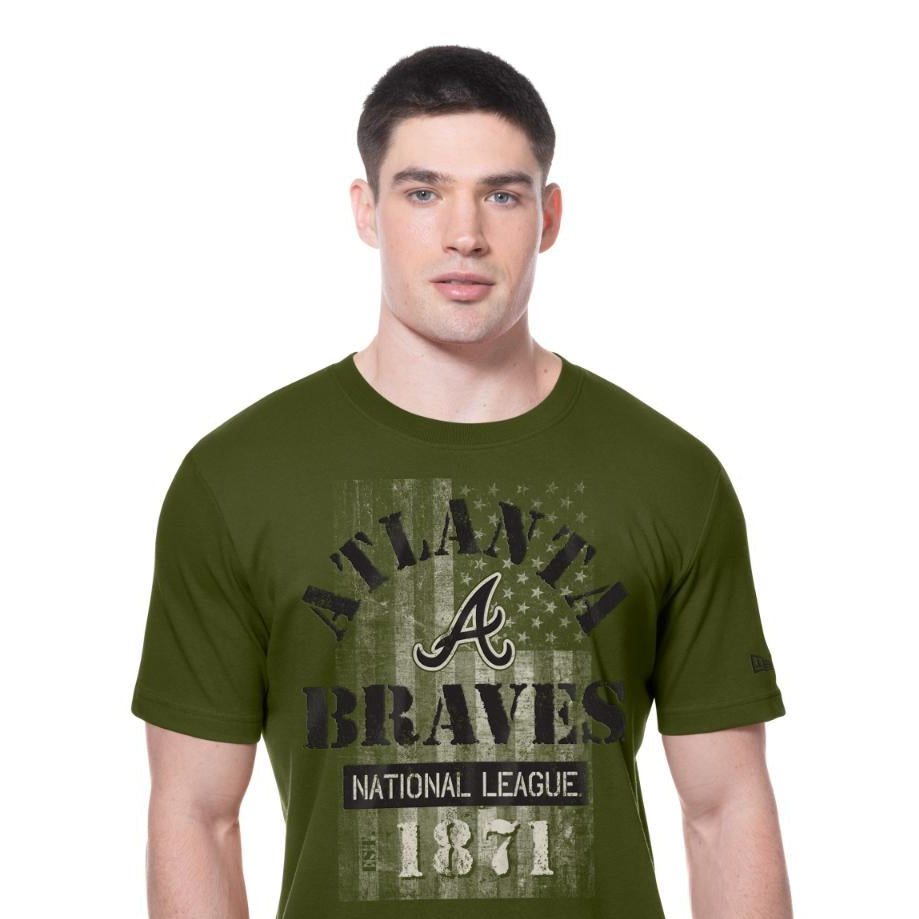 Atlanta Braves New Era MLB 2025 Armed Forces T-Shirt Olivegrün - STADIUMDREAMS