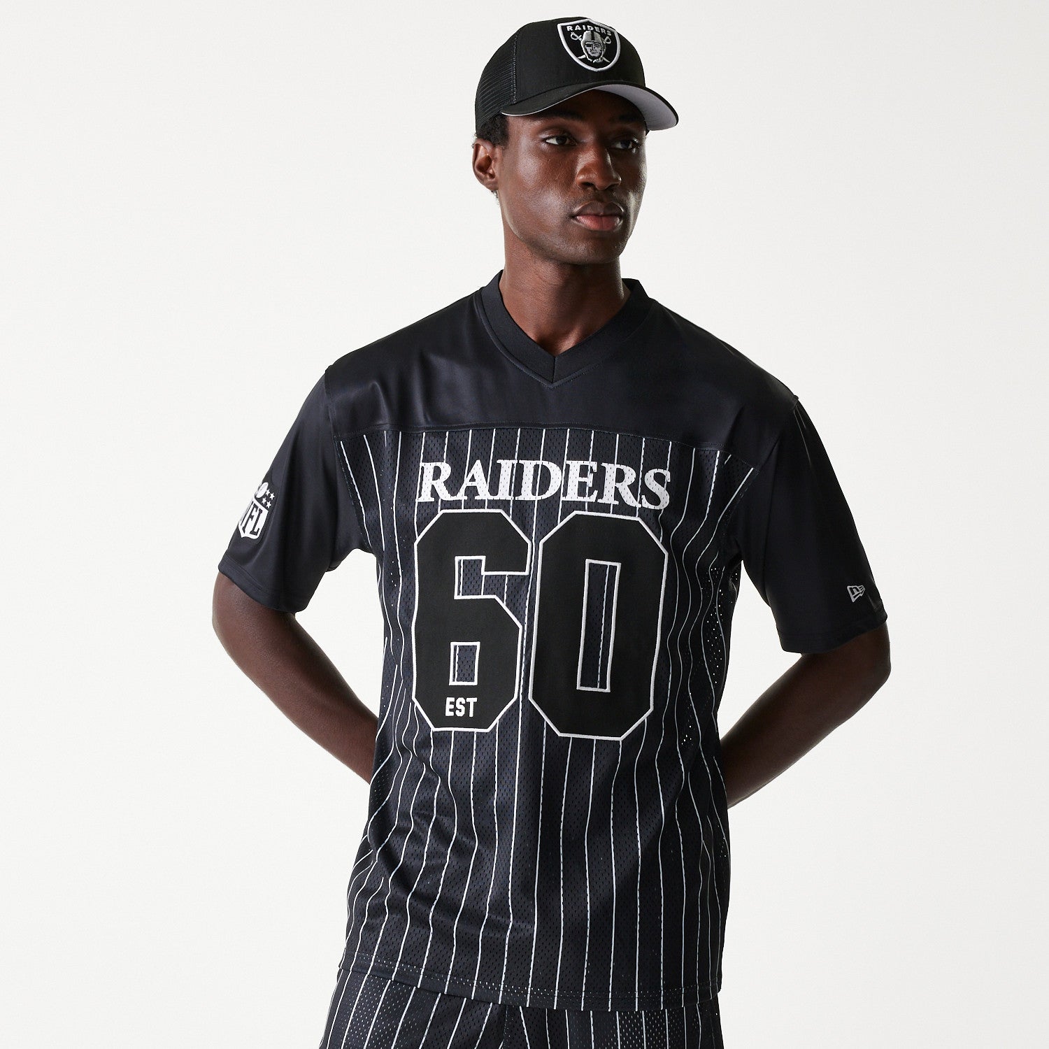 Las Vegas Raiders New Era Pinstripe NFL Trikot Schwarz