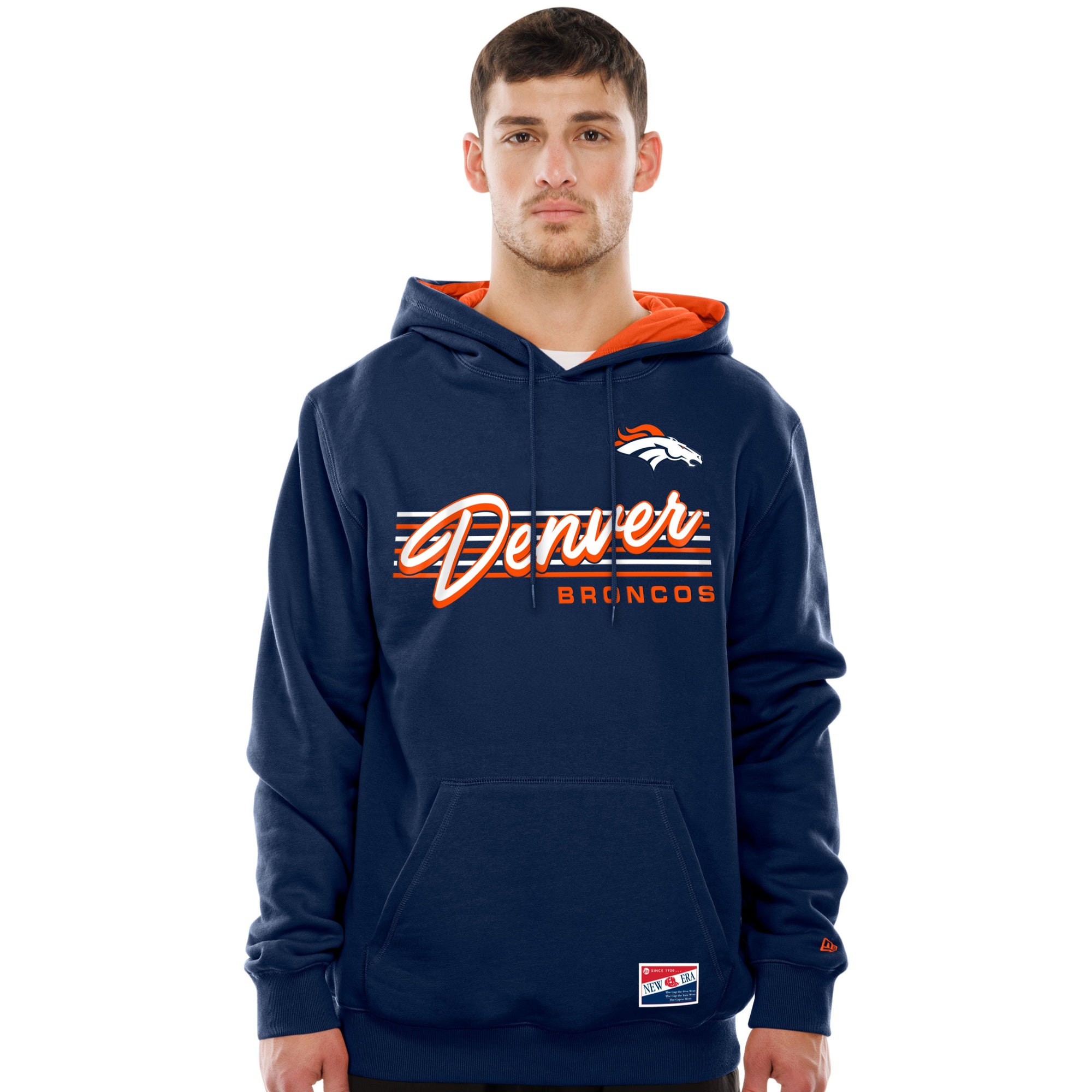 Denver Broncos New Era USA EDITION Retro Scripted NFL Hoodie Navy - STADIUMDREAMS