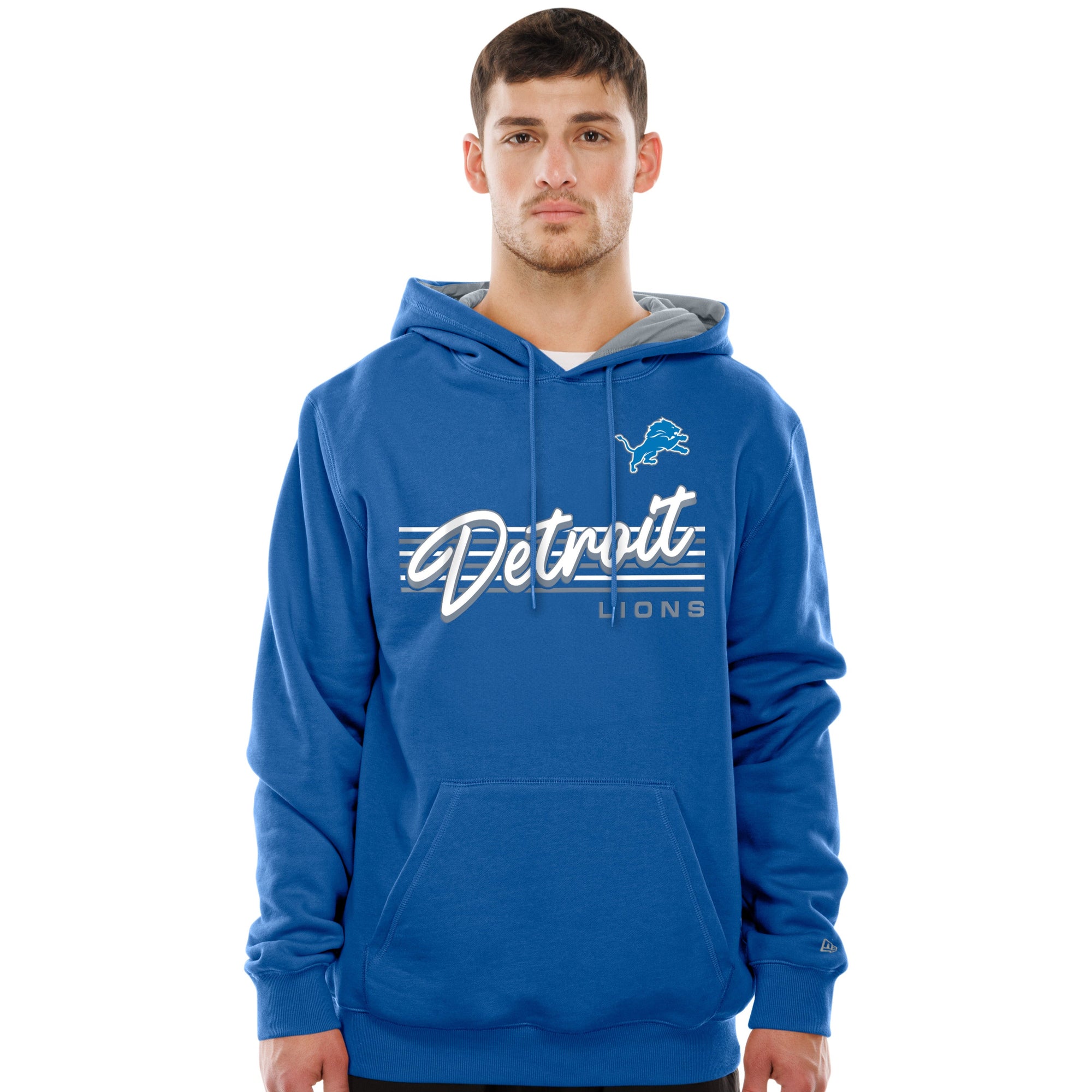 Detroit Lions New Era USA EDITION Retro Scripted NFL Hoodie Blau