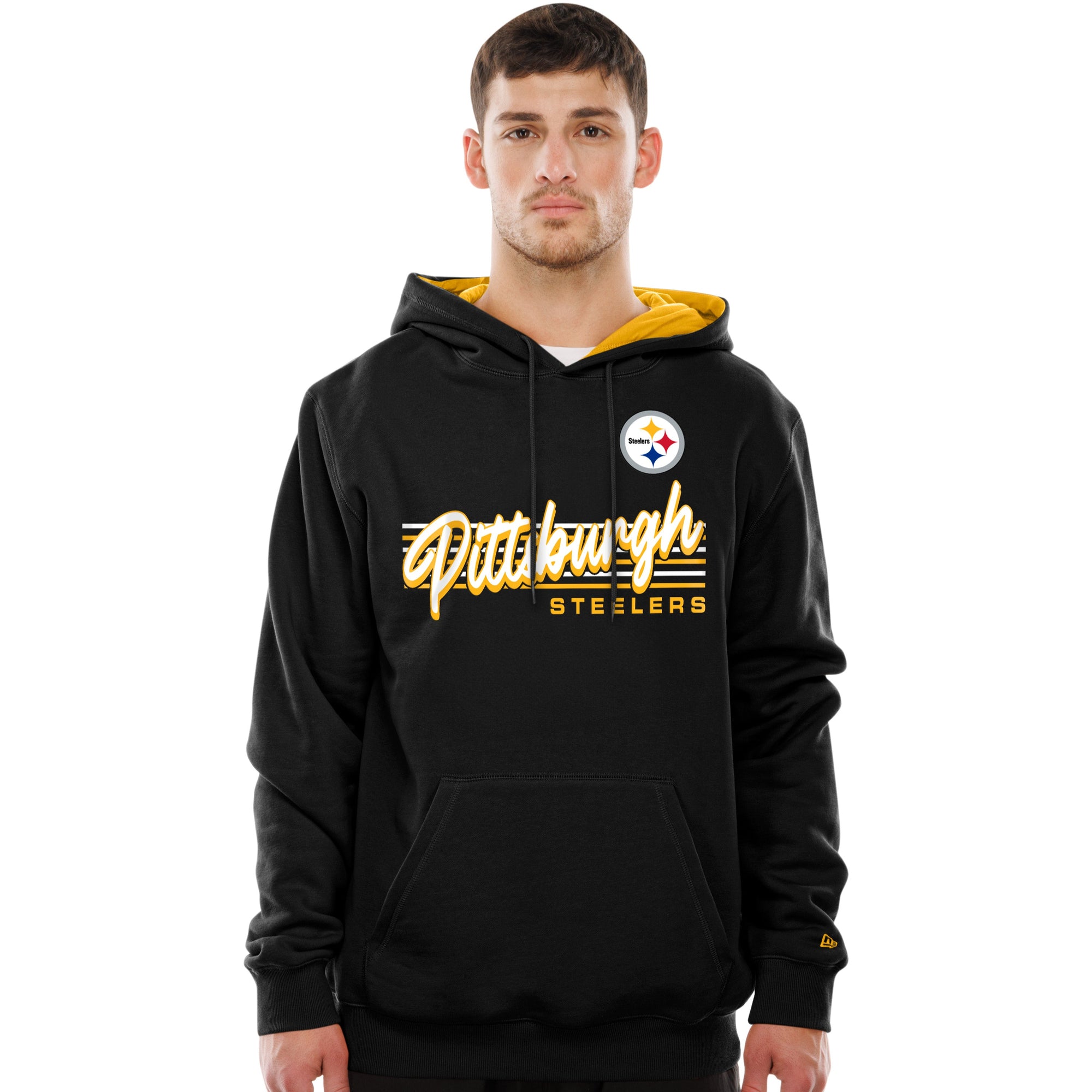 Pittsburgh Steelers New Era USA EDITION Retro Scripted NFL Hoodie Schwarz - STADIUMDREAMS