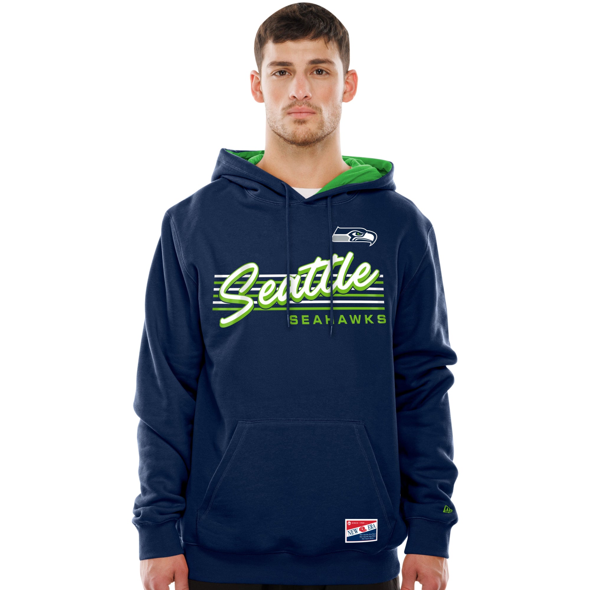 Seattle Seahawks New Era USA EDITION Retro Scripted NFL Hoodie Navy - STADIUMDREAMS
