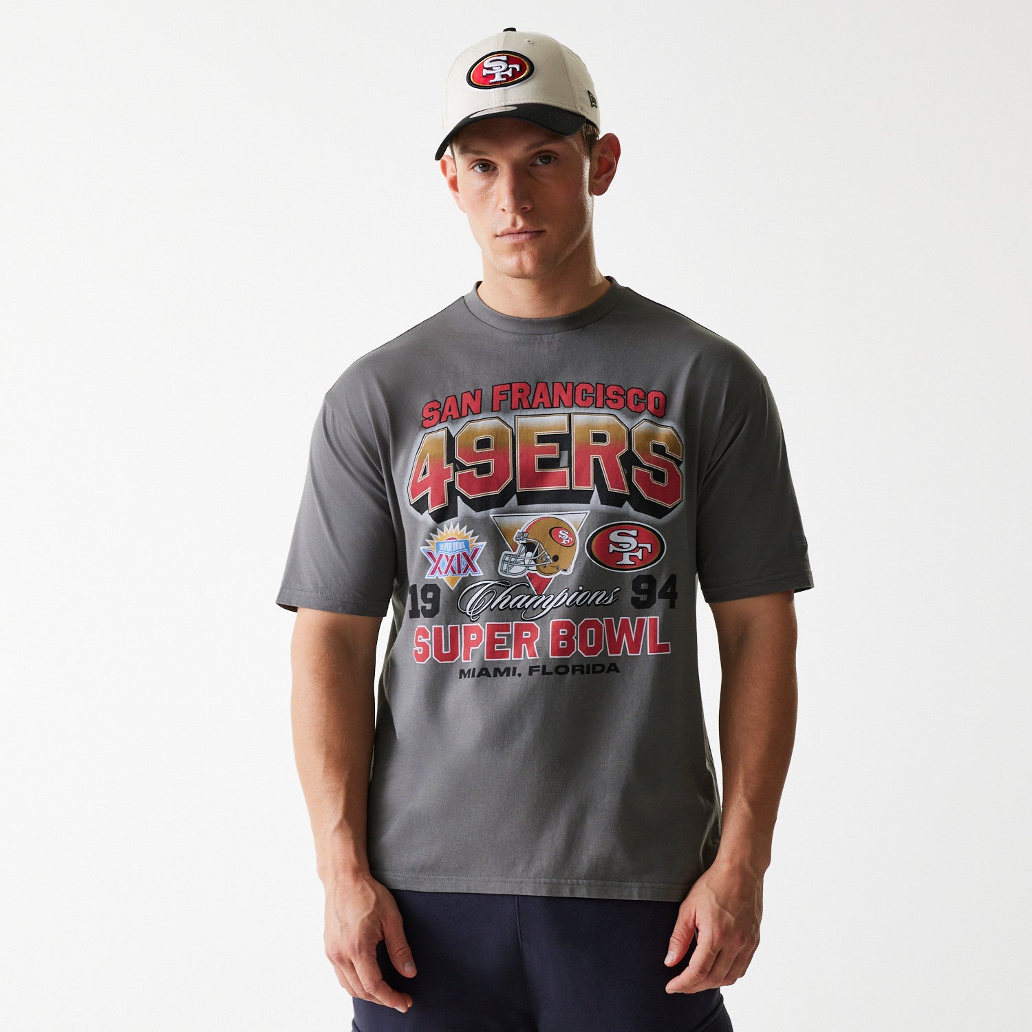 San Francisco 49ers New Era Oversized Super Bowl Retro Graphic NFL T-Shirt Grau
