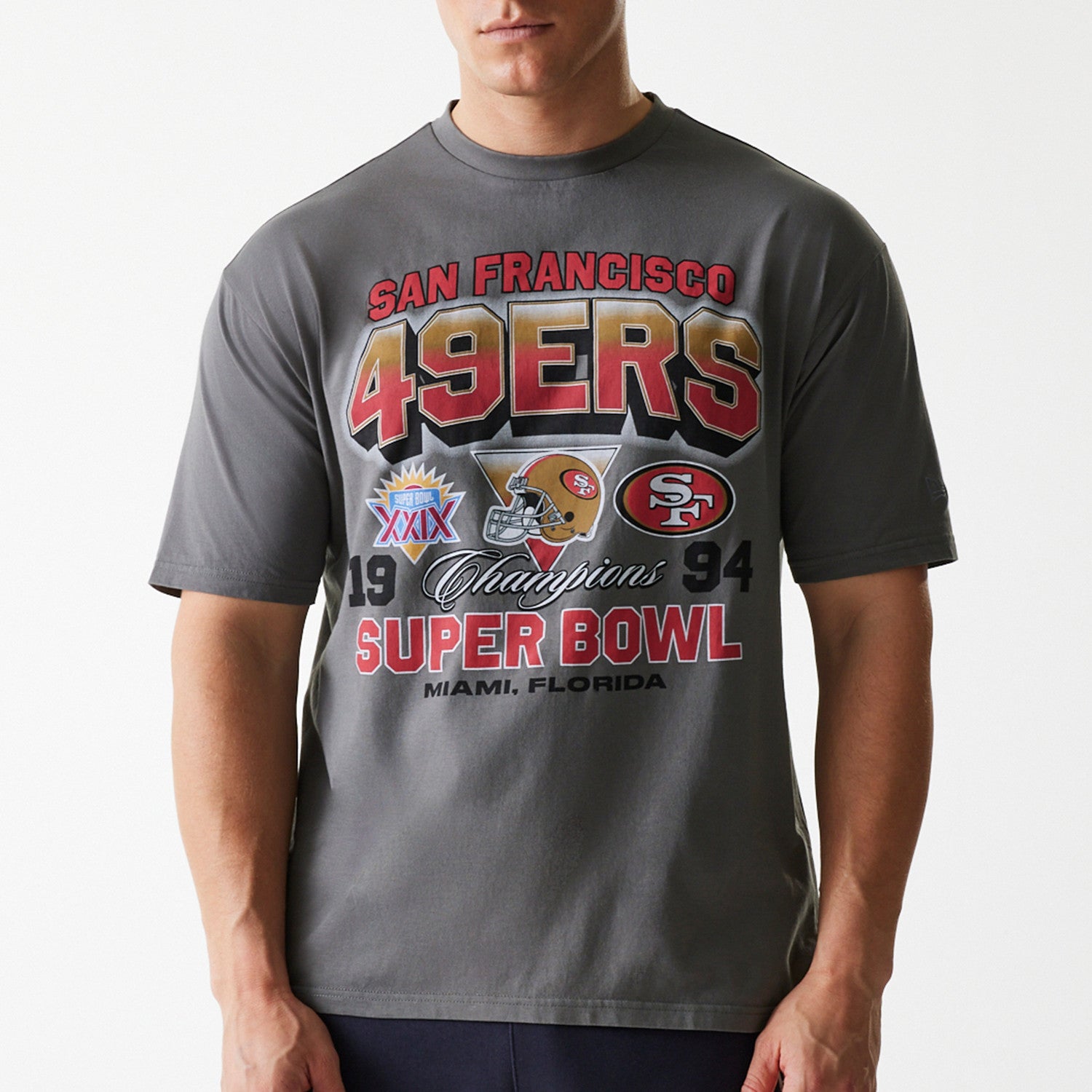 San Francisco 49ers New Era Oversized Super Bowl Retro Graphic NFL T-Shirt Grau