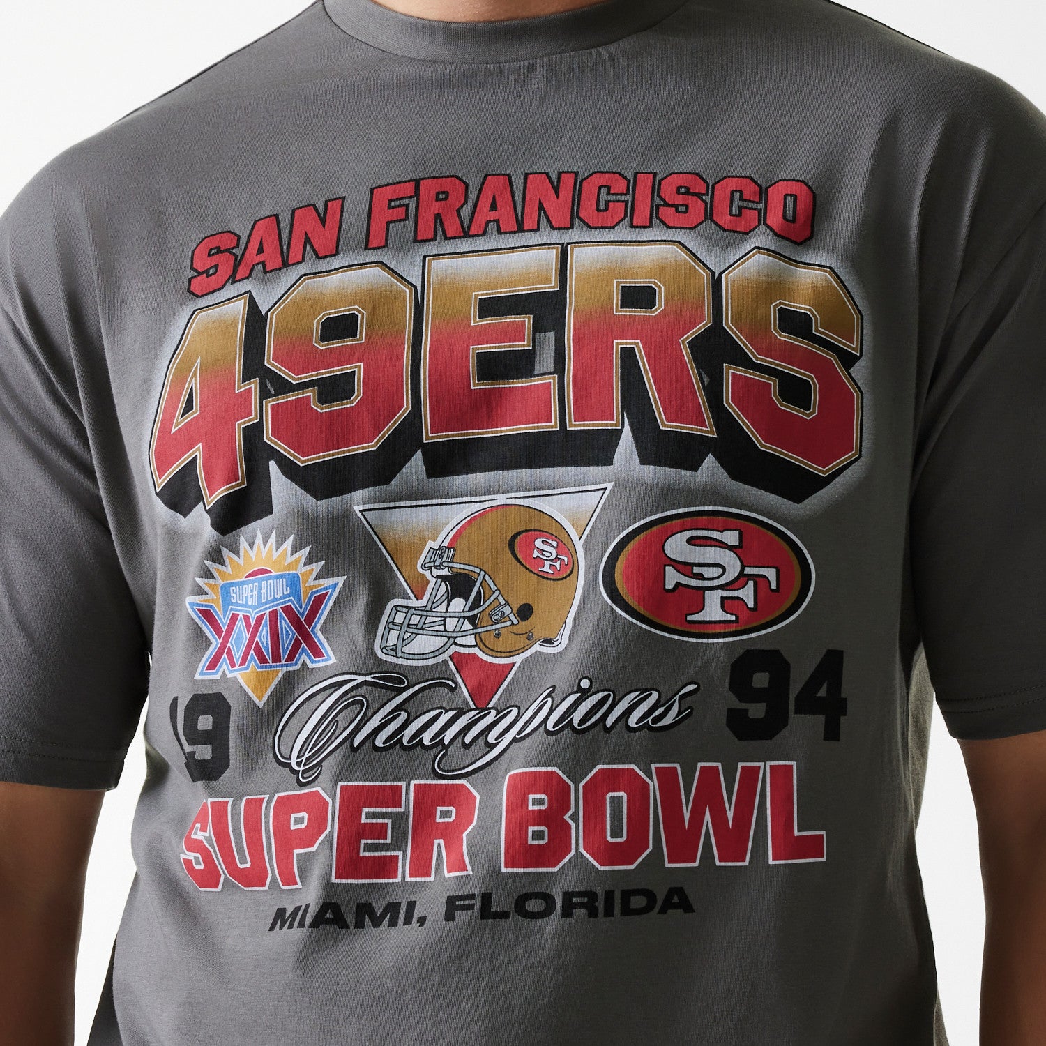 San Francisco 49ers New Era Oversized Super Bowl Retro Graphic NFL T-Shirt Grau