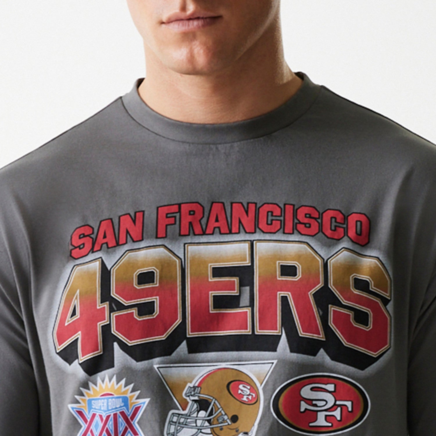 San Francisco 49ers New Era Oversized Super Bowl Retro Graphic NFL T-Shirt Grau