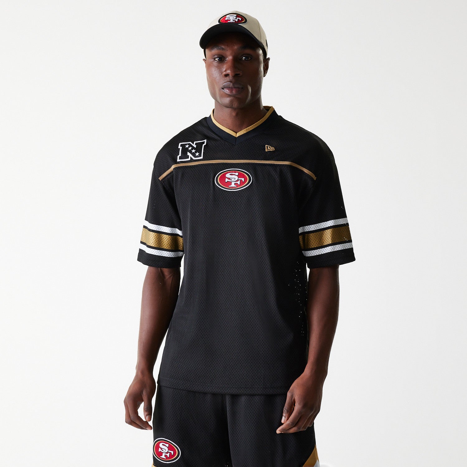 San Francisco 49ers New Era Stitched Panel Mesh NFL Jersey Black