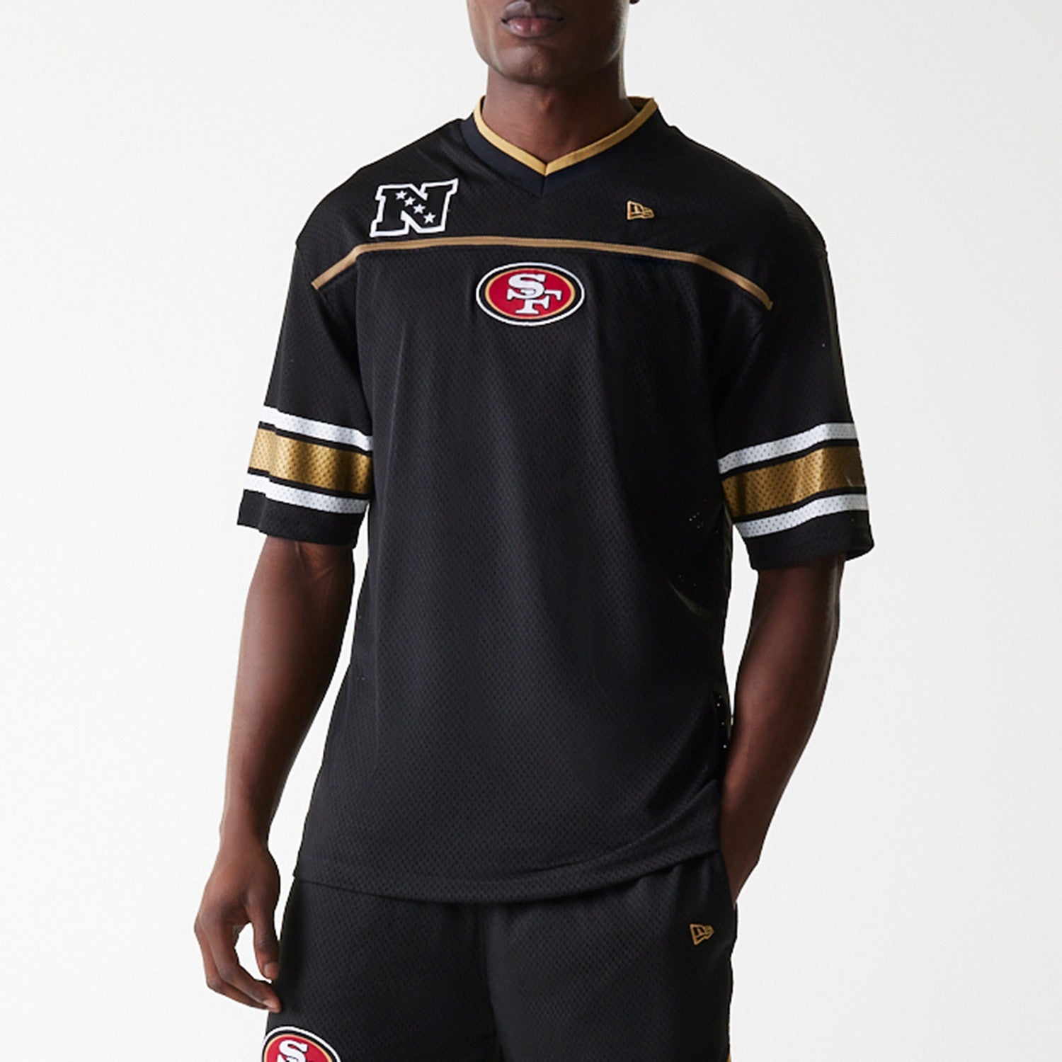 San Francisco 49ers New Era Stitched Panel Mesh NFL Jersey Black